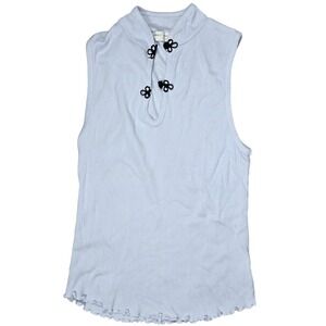 Truly Madly Deeply Light Blue Ribbed‎ Mock Neck Sleeveless Crop Tank Top XS